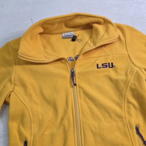 LSU Tigers NCAA Yellow Fleece Jacket Women's Sz S Columbia Pockets Full Zip EUC - Picture 3 of 7